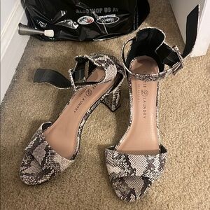 Chinese Laundry Black and Cream Heels with Snakeskin Print